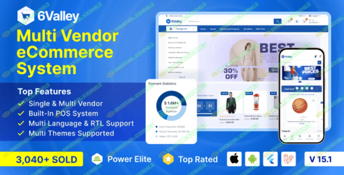 6Valley Multi-Vendor eCommerce CMS - Complete eCommerce App, Website, Seller and Admin Panel(combo)